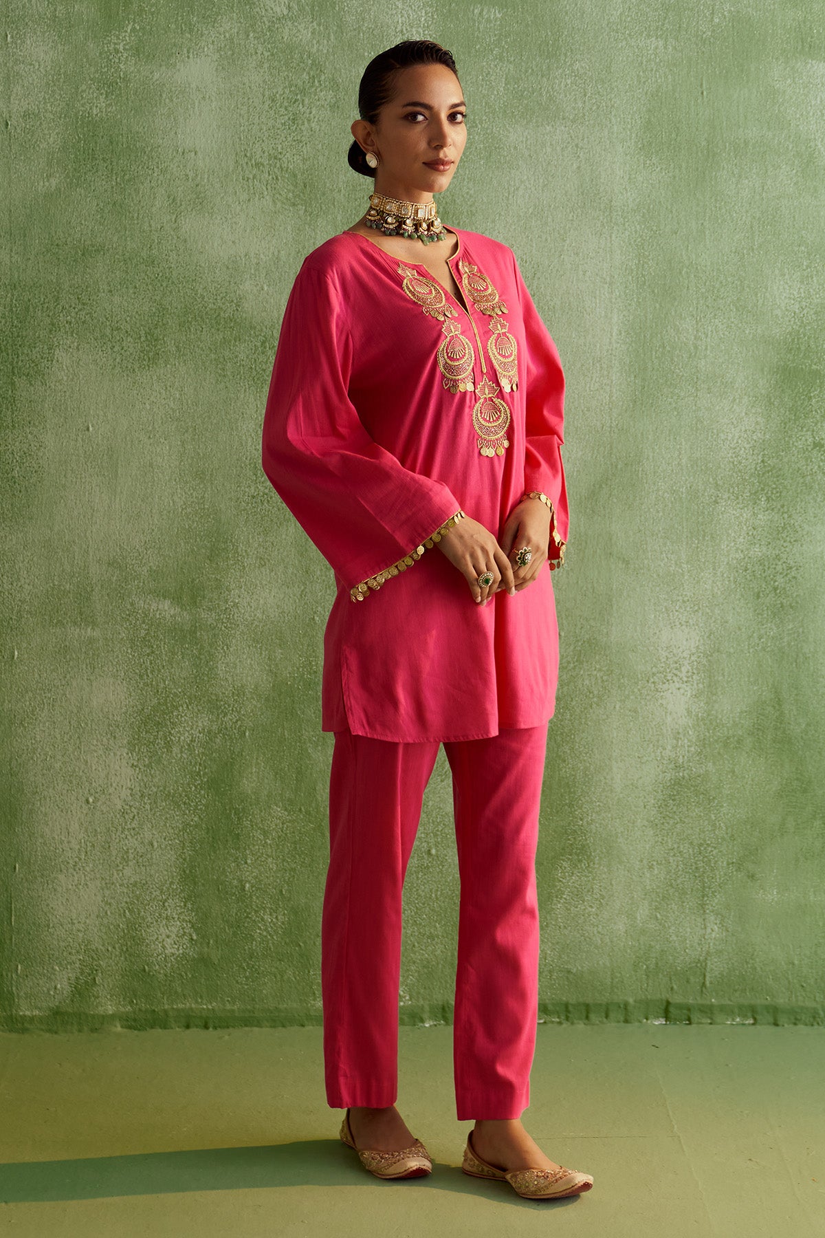 JHUMKA RANI PINK KURTA SET