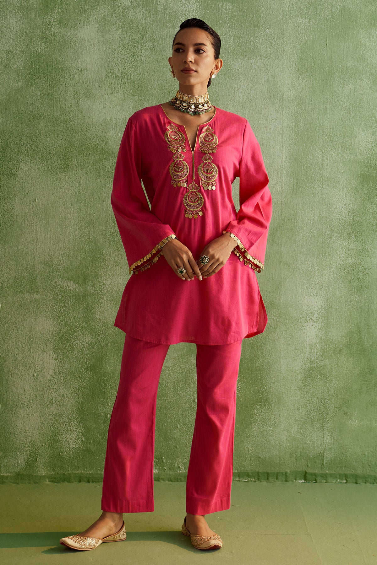 JHUMKA RANI PINK KURTA SET