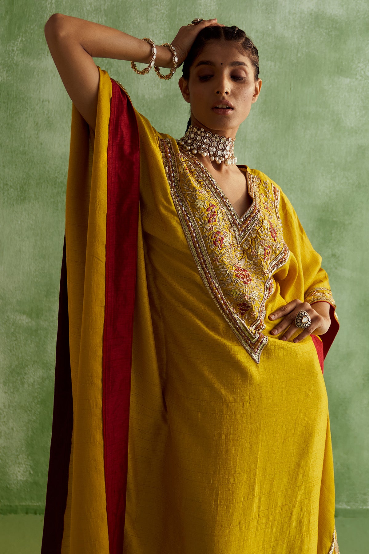MEGHNA X SARSO EMBROIDERED KAFTAN SET