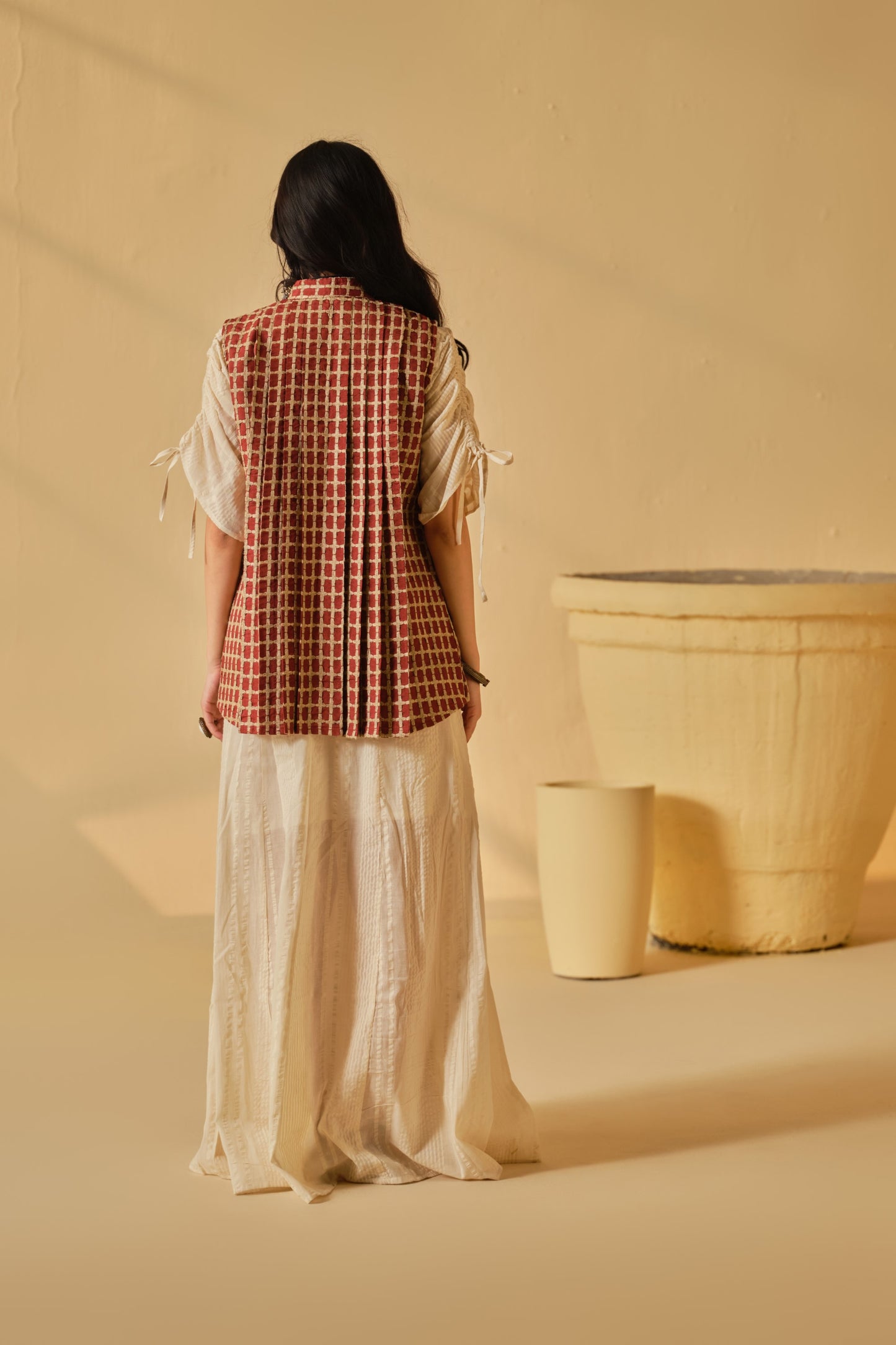 SUFI-ANGARI KURTA DRESS WITH DORI JACKET - RED