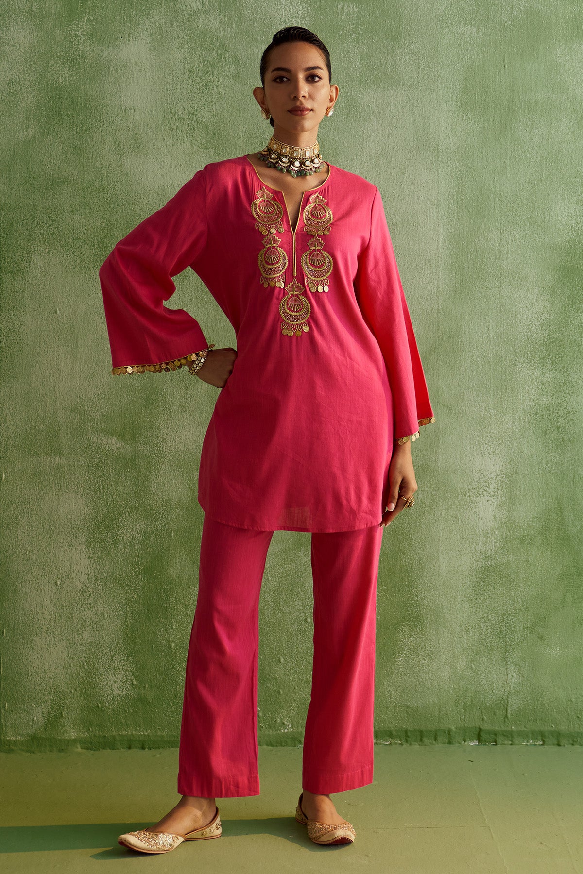 JHUMKA RANI PINK KURTA SET
