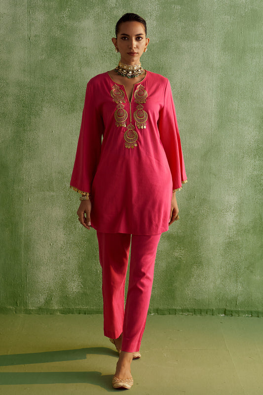 JHUMKA RANI PINK KURTA SET