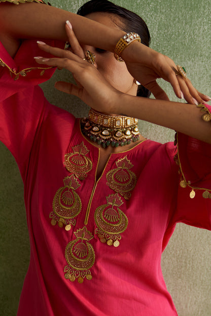 JHUMKA RANI PINK KURTA SET