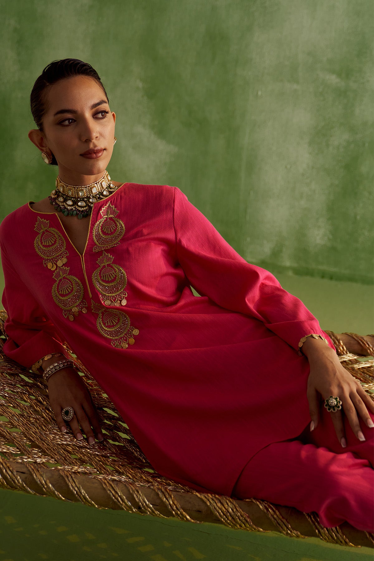JHUMKA RANI PINK KURTA SET