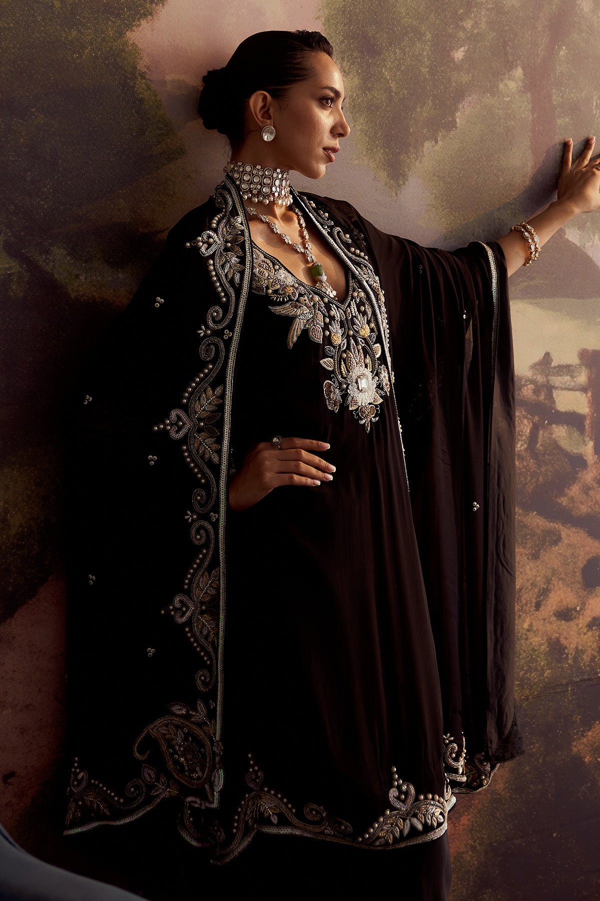 NAINA BLACK EMBROIDERED KURTA SET WITH DUPATTA