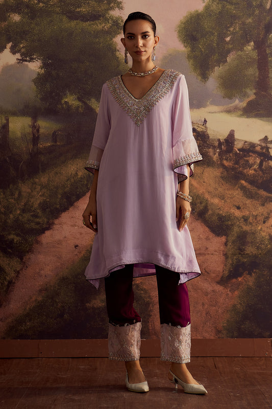 LILAC-LAVEN EMBROIDERED KURTA SET