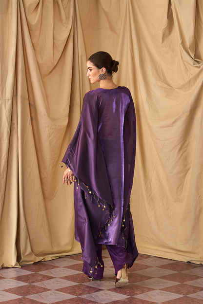 Rangeela Sikka Organza Kaftan Set-Purple