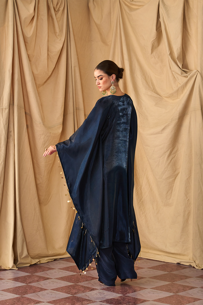 Rangeela Sikka Organza Kaftan Set-Neelam