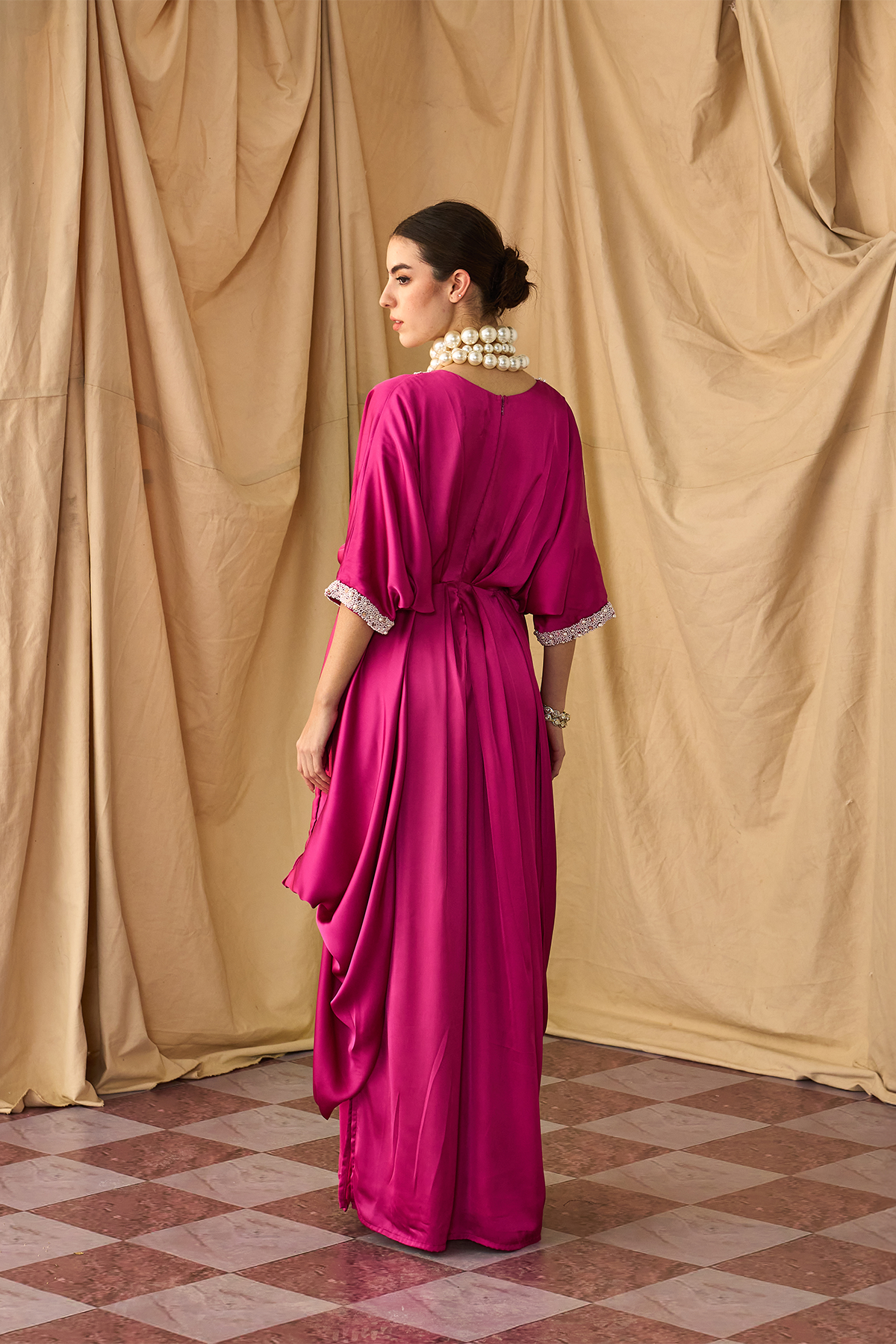 Pearl Cowl Kaftan -Pink