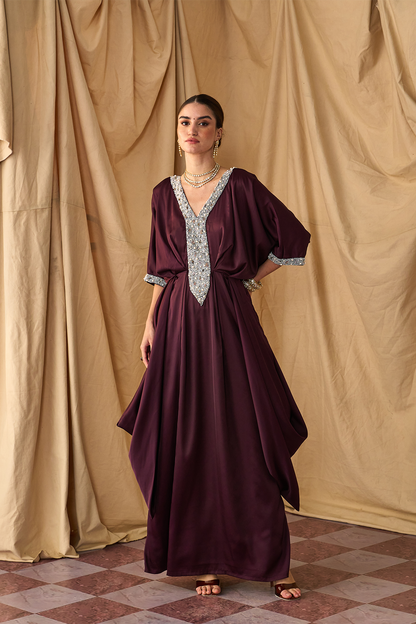 Pearl Cowl Kaftan -Brown