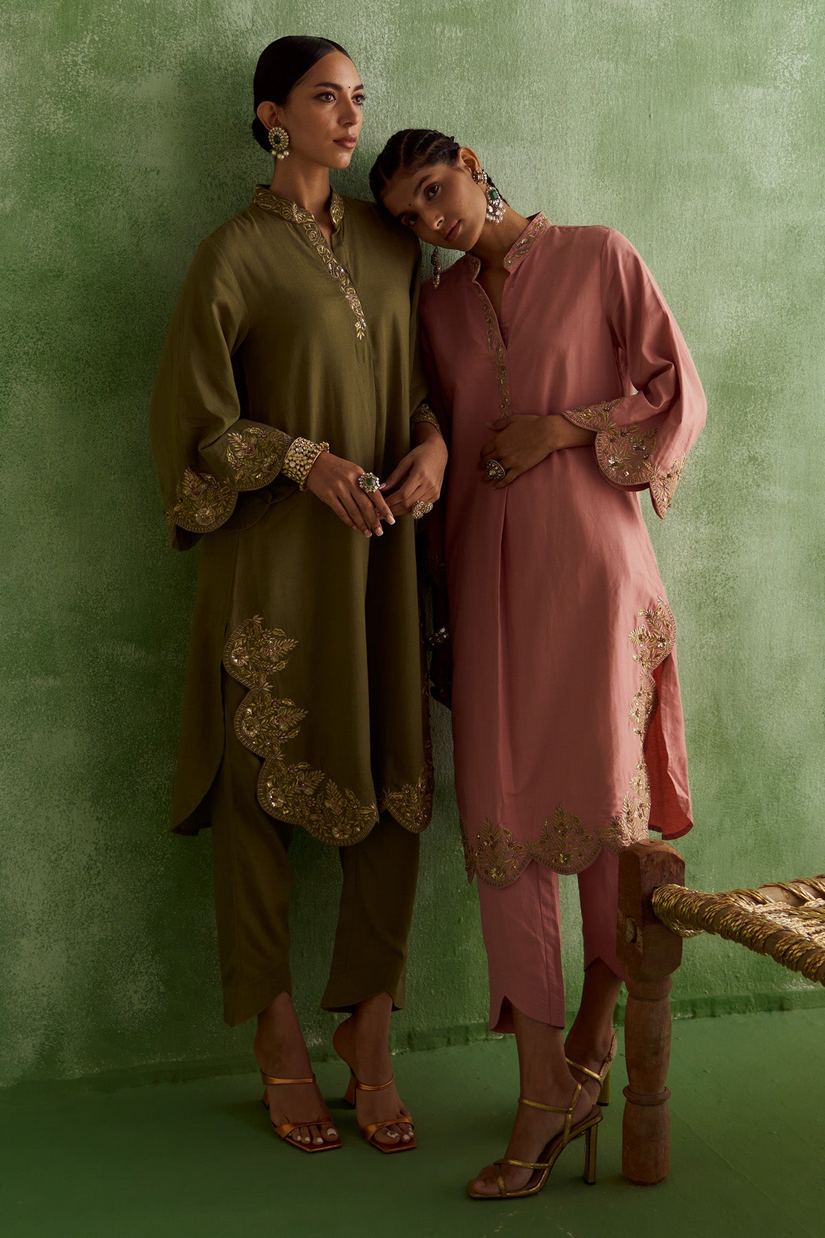 INARA ZARI-DAMAN KURTA SET -HUSK PINK