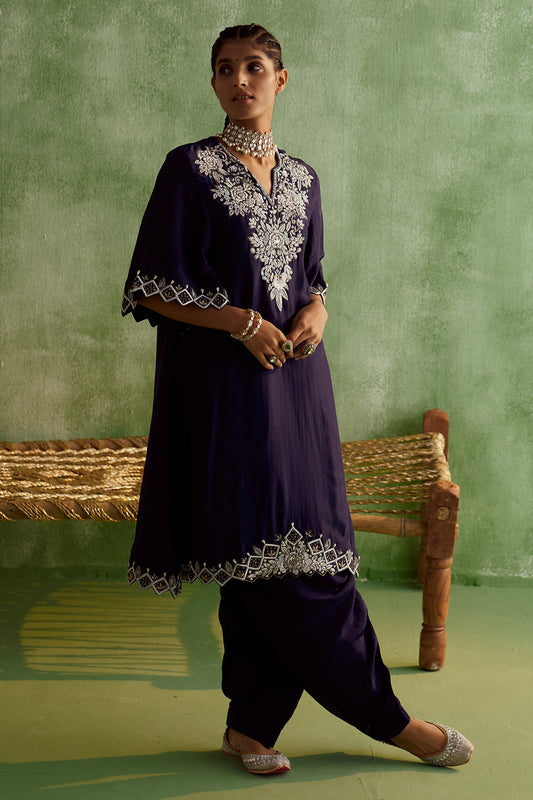 BLUE EMBROIDERED KURTA SET WITH DUPATTA