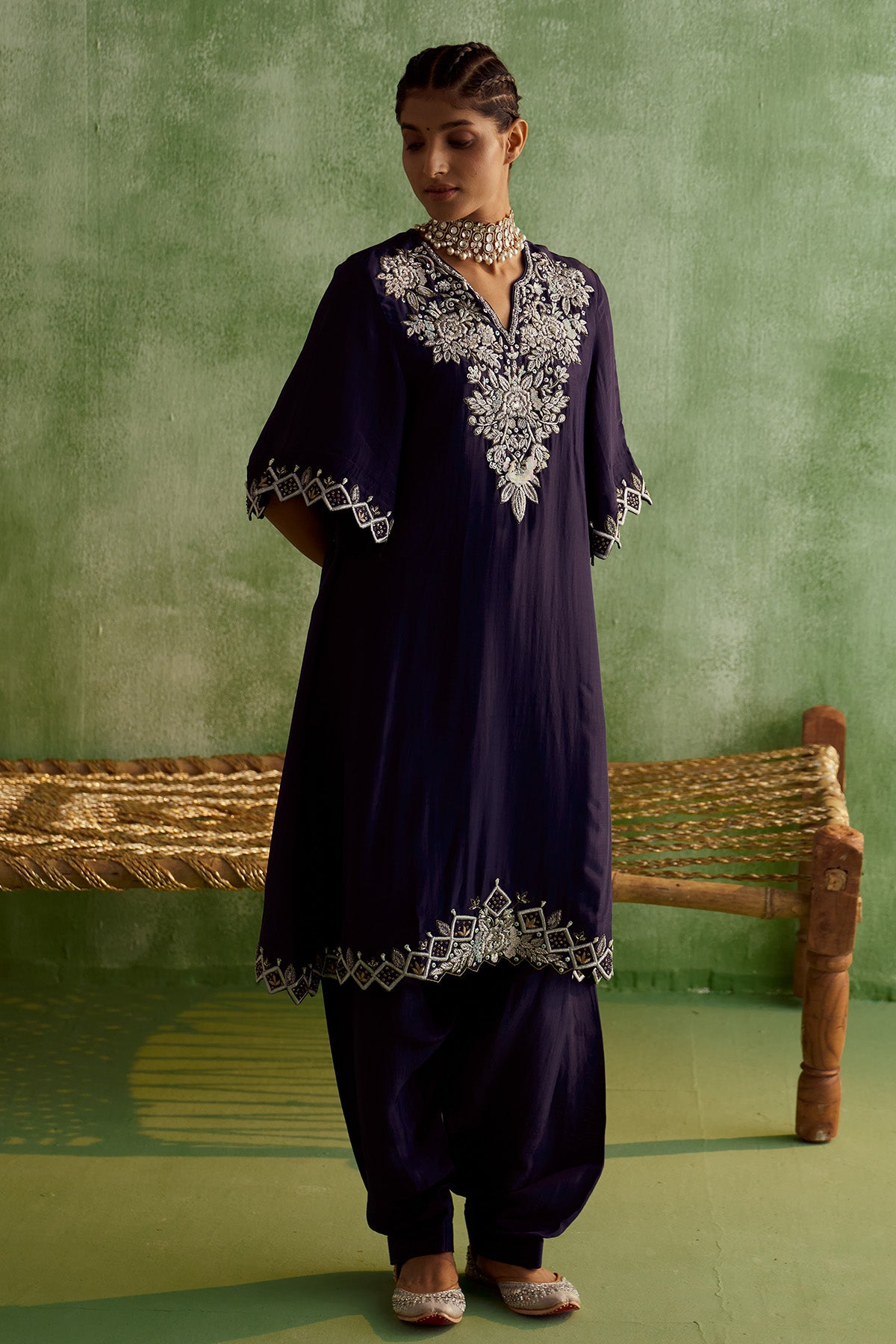 BLUE EMBROIDERED KURTA SET WITH DUPATTA