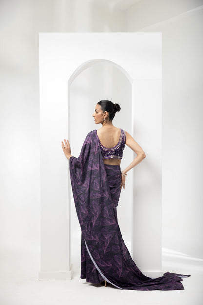 PETAL HAZE PRE-STICHED SLIT SAREE WITH HANDWORK BLOUSE